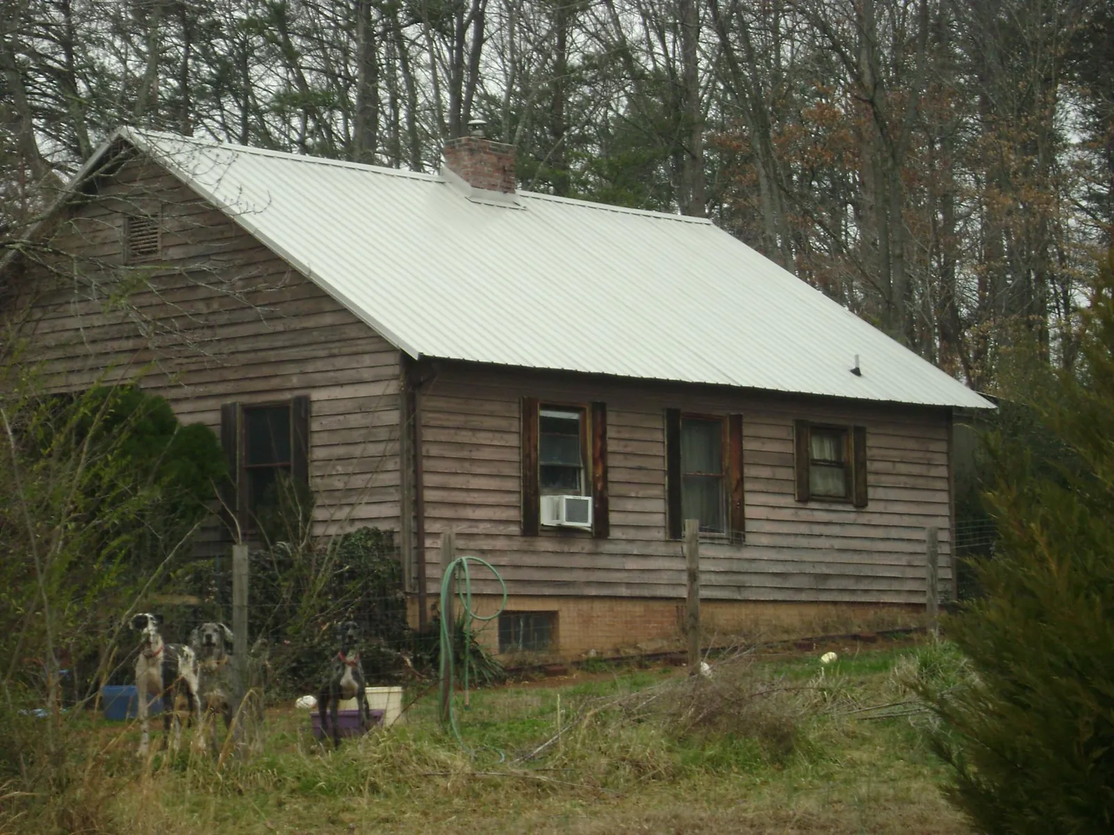White metal roof on an old wood sided farmhouse, from a Asphalt Shingle Roof Repair job in Sour Lake